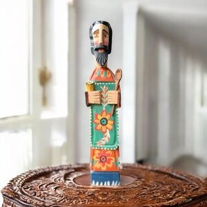 Hand Carved San Pasqual Wooden Statue by Altiplano Latin American Art